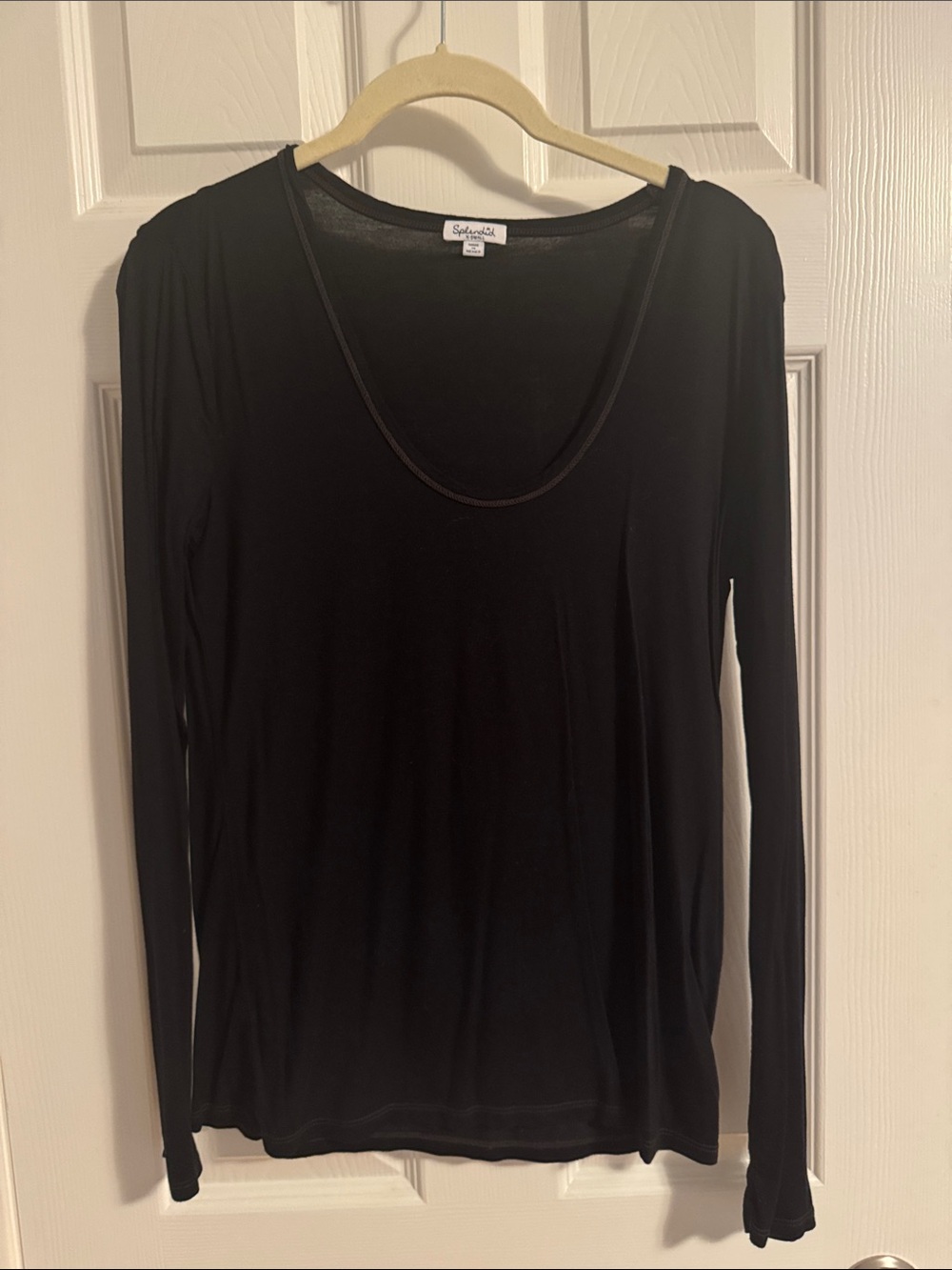 Splendid Black Long Sleeve Scoop Neck Top